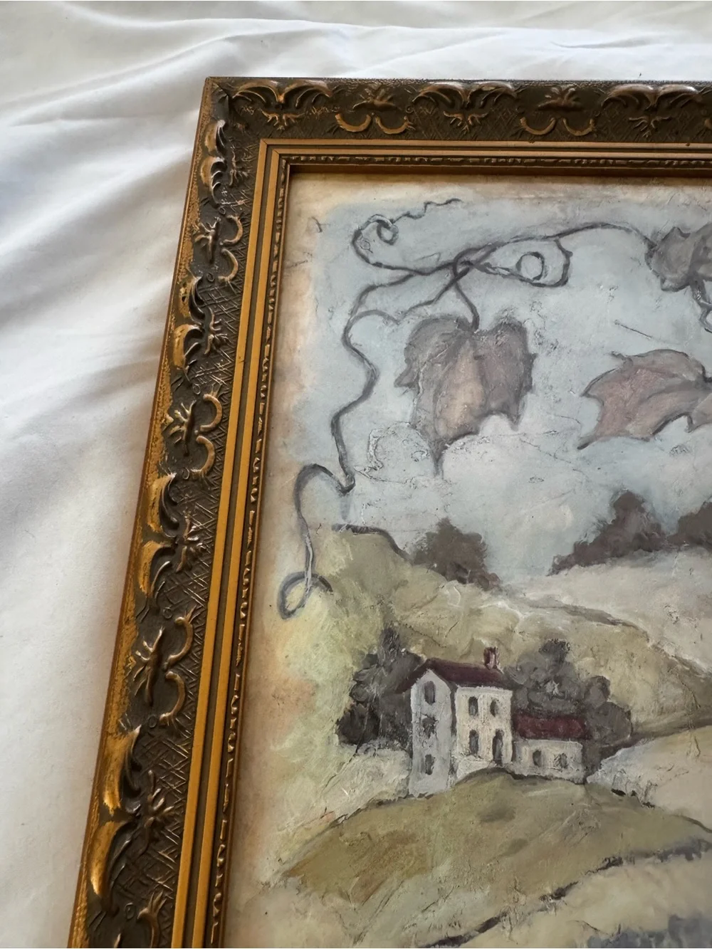 Framed Vineyard Wall Art in Beige and Green by C. Winterle Olson